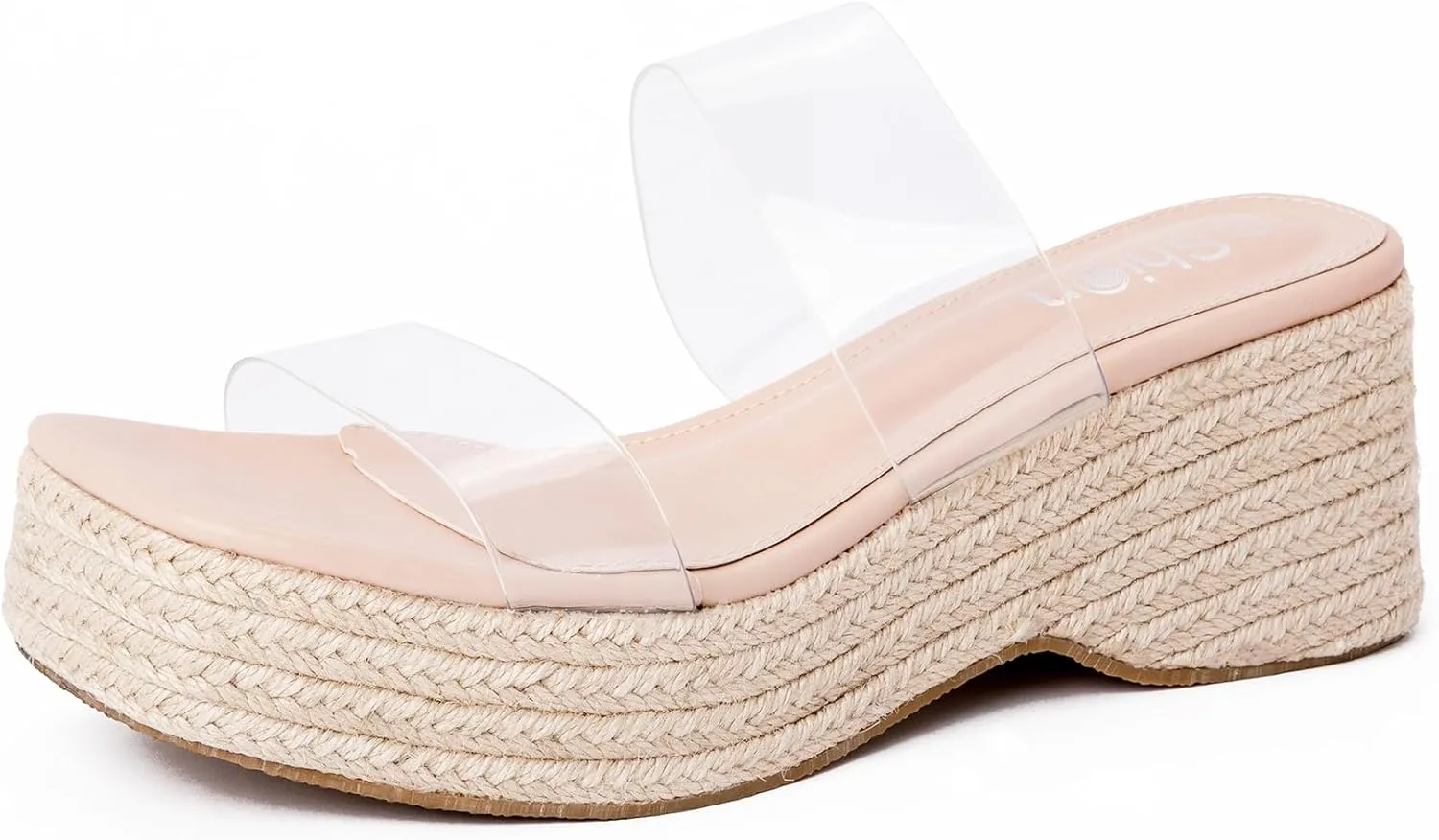 Platform Slip on Espadrille Sandals for Women Clear Strap Stylish Wedges Slides Sandals Dressy Platform Open Toe Beach Sandals