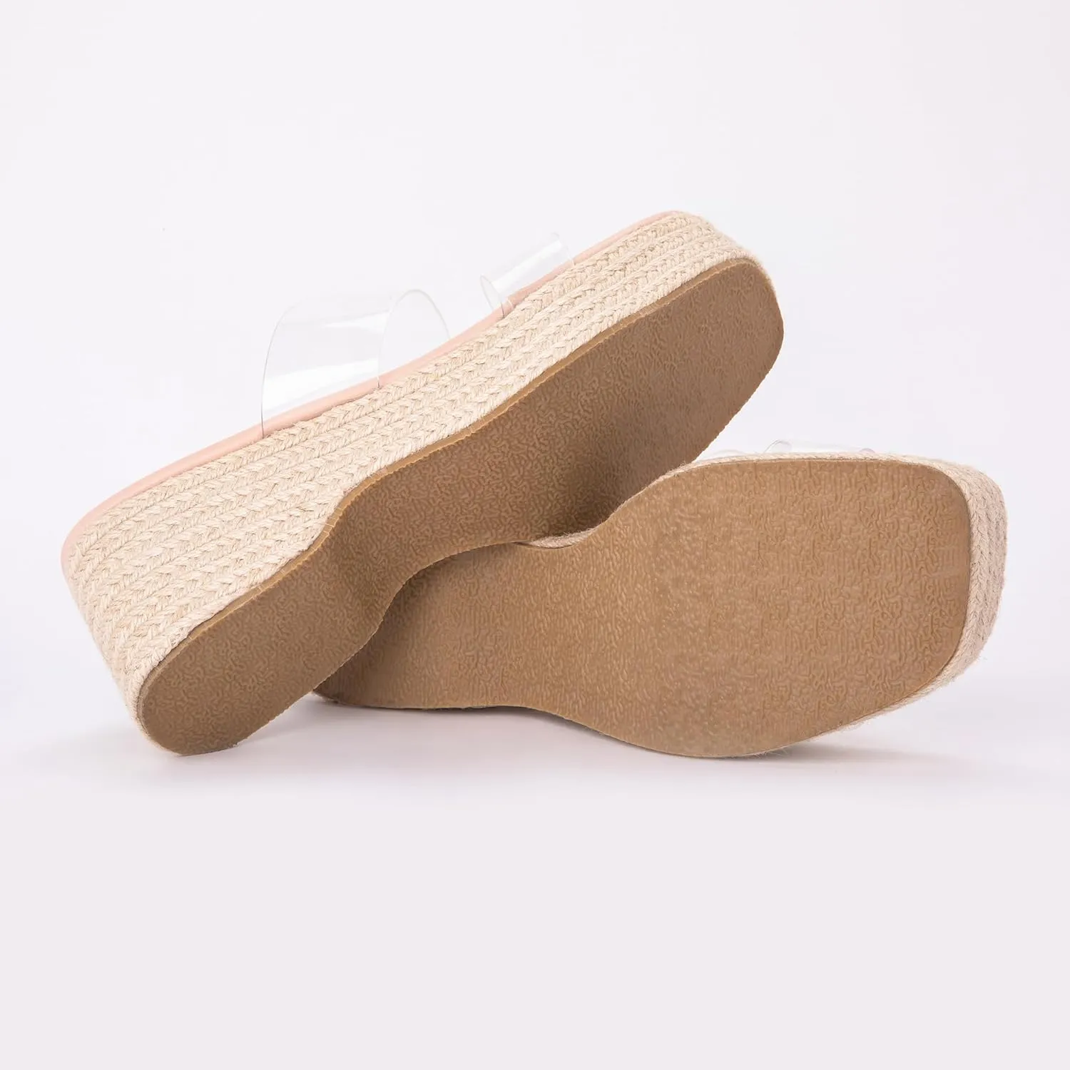 Platform Slip on Espadrille Sandals for Women Clear Strap Stylish Wedges Slides Sandals Dressy Platform Open Toe Beach Sandals