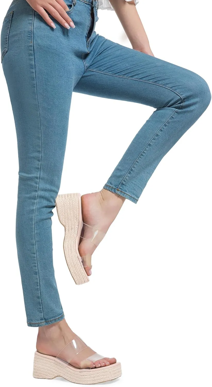 Platform Slip on Espadrille Sandals for Women Clear Strap Stylish Wedges Slides Sandals Dressy Platform Open Toe Beach Sandals