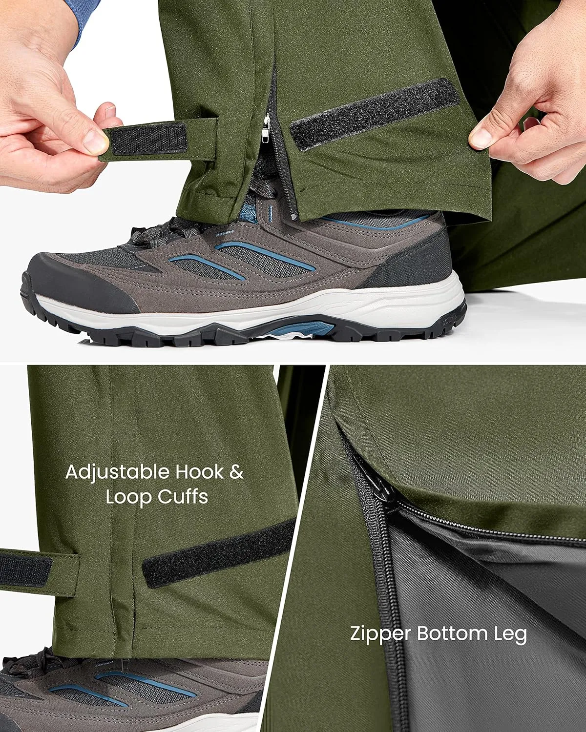 Rain Pants Mens Waterproof Rain Over Pants Windproof Hiking Pants