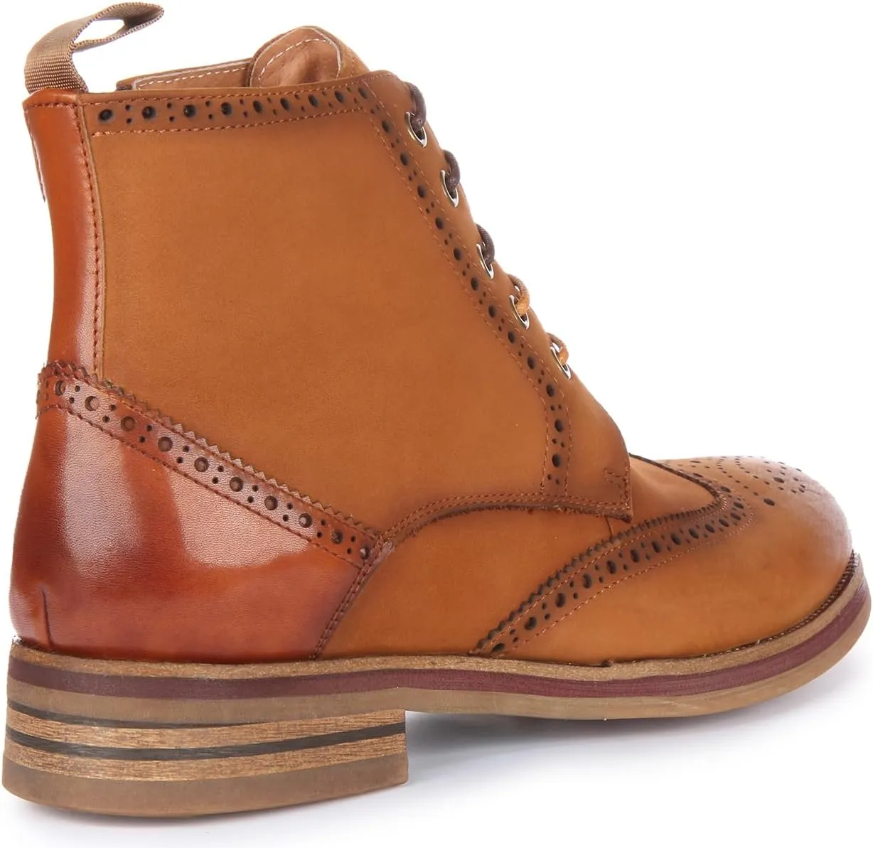 Reid Men's Leather Brogue Ankle Boots, Lace Up Design, Comfortable Versatile Wear