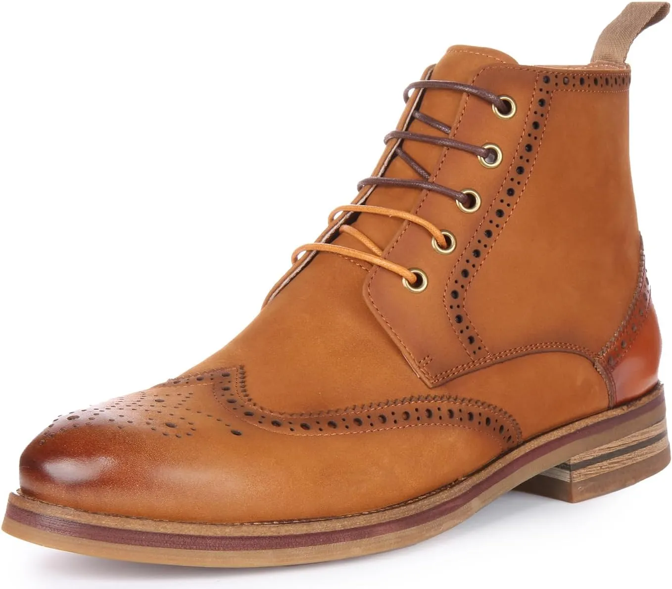 Reid Men's Leather Brogue Ankle Boots, Lace Up Design, Comfortable Versatile Wear