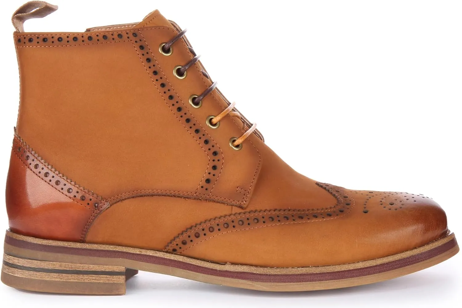 Reid Men's Leather Brogue Ankle Boots, Lace Up Design, Comfortable Versatile Wear