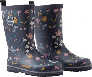 Reima Taika Kids Waterproof Outdoor Rain Boots for Girls & Boys, Navy Flowers, 6/6.5 Toddler