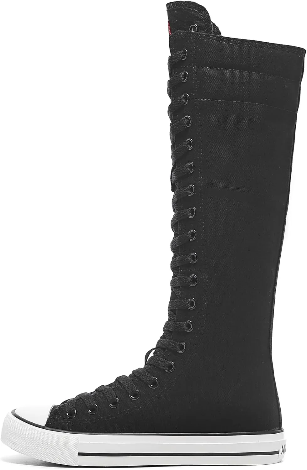 rismart Women's Tall Canvas Boots Knee Length Lace Up Punk Dancing Sneakers