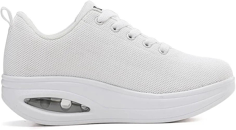RUIDENG Walking Shoes for Women Air Cushion Nurse Slip Resistant Work Running Sneakers Platform Sneakers Comfortable Rocker Thick-Soled Weight Light