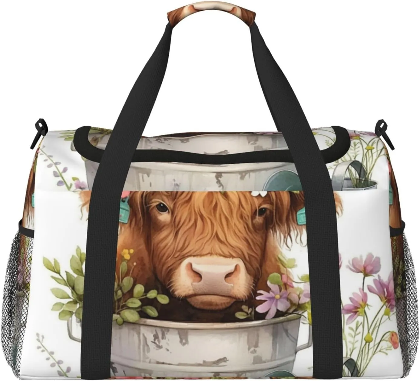 Rustic Floral Sunflower Western Cowboy Boots Travel Duffel Bag Tote Bag Sports Gym Bag For Women And Men