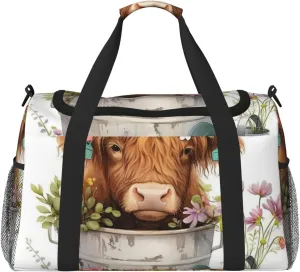 Rustic Floral Sunflower Western Cowboy Boots Travel Duffel Bag Tote Bag Sports Gym Bag For Women And Men