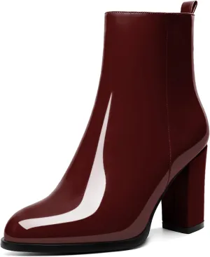 SAMMITOP Women's Chunky Block Heel Ankle Boots Mid Block Heel Ankle Booties