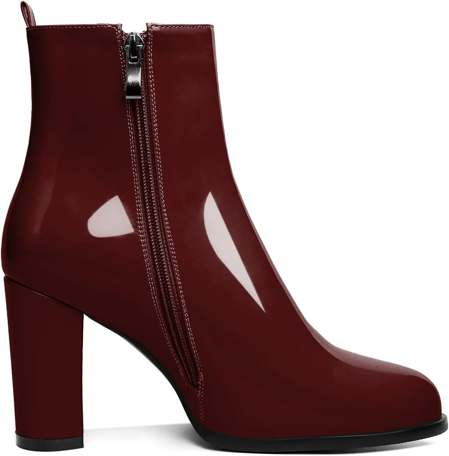 SAMMITOP Women's Chunky Block Heel Ankle Boots Mid Block Heel Ankle Booties