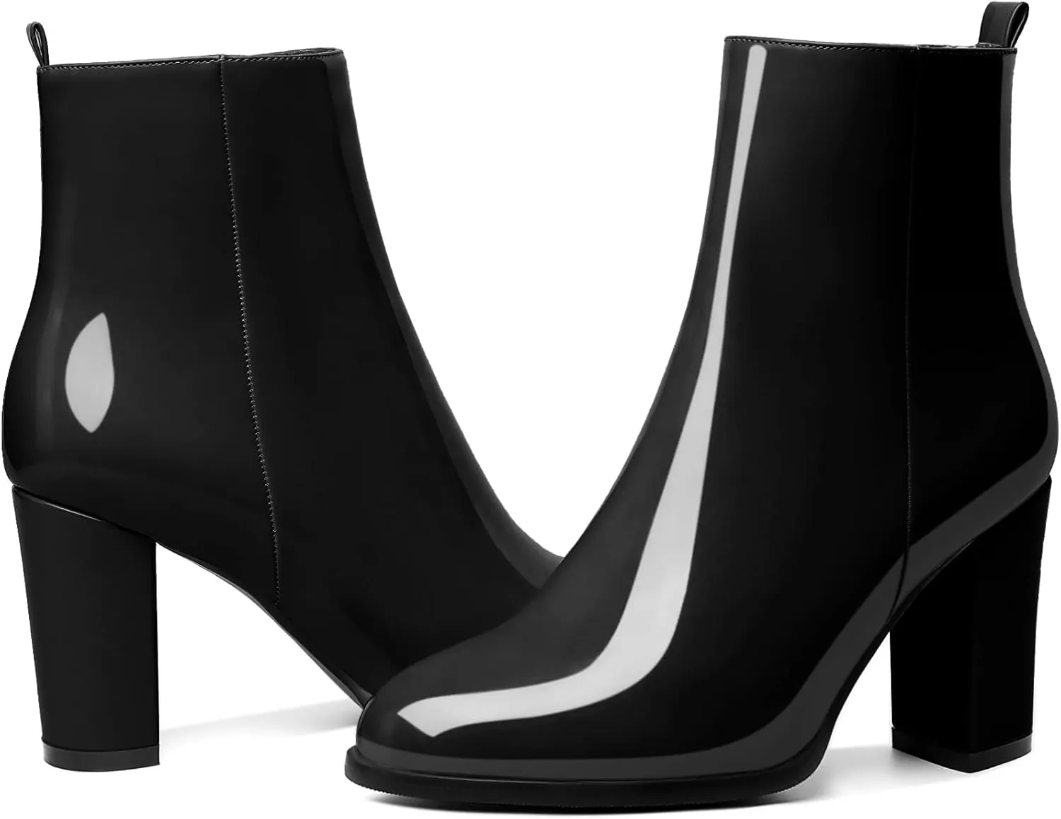SAMMITOP Women's Chunky Block Heel Ankle Boots Mid Block Heel Ankle Booties