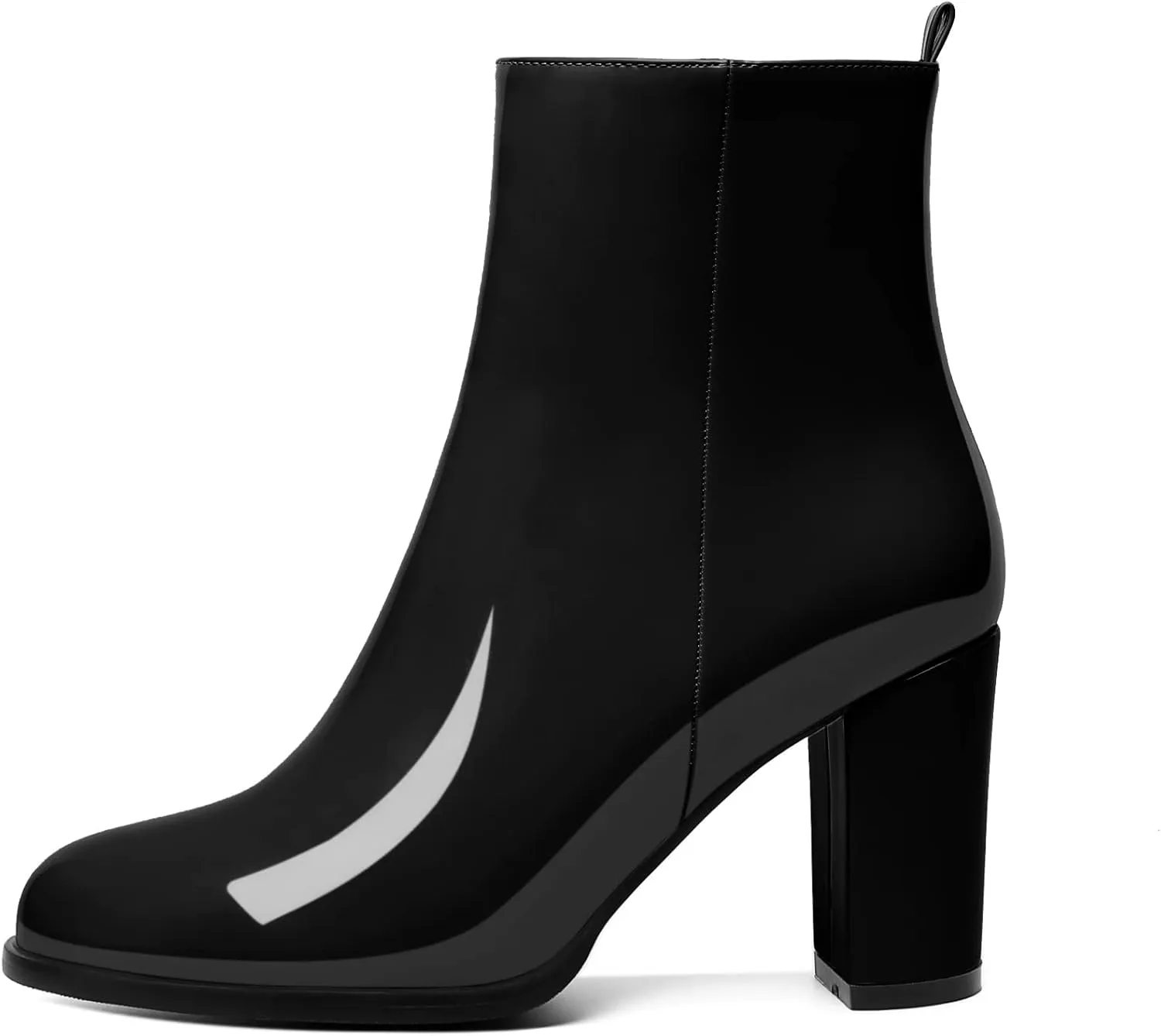 SAMMITOP Women's Chunky Block Heel Ankle Boots Mid Block Heel Ankle Booties