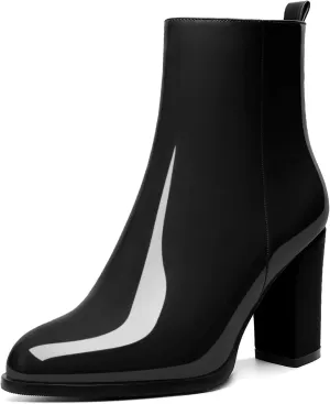 SAMMITOP Women's Chunky Block Heel Ankle Boots Mid Block Heel Ankle Booties