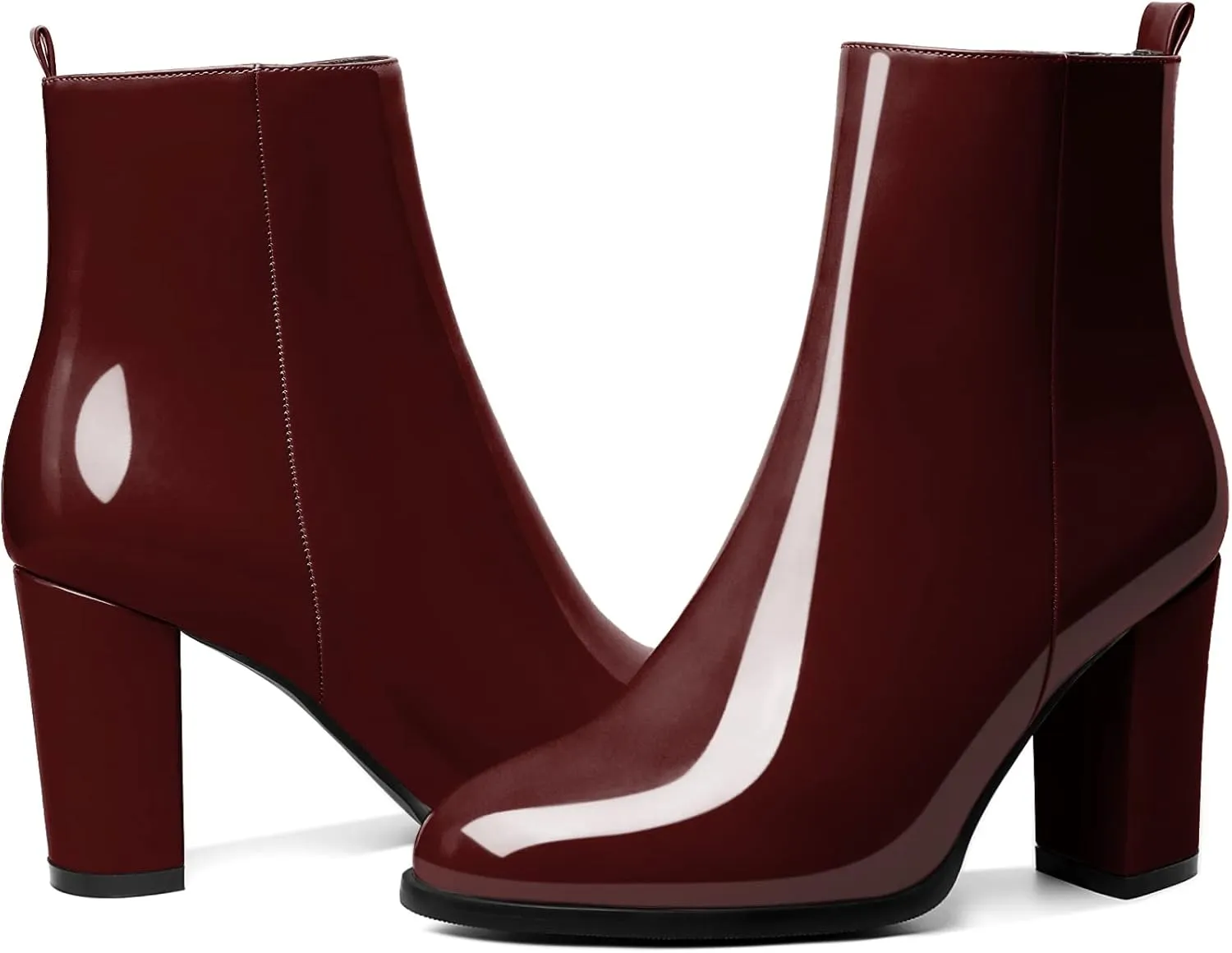 SAMMITOP Women's Chunky Block Heel Ankle Boots Mid Block Heel Ankle Booties