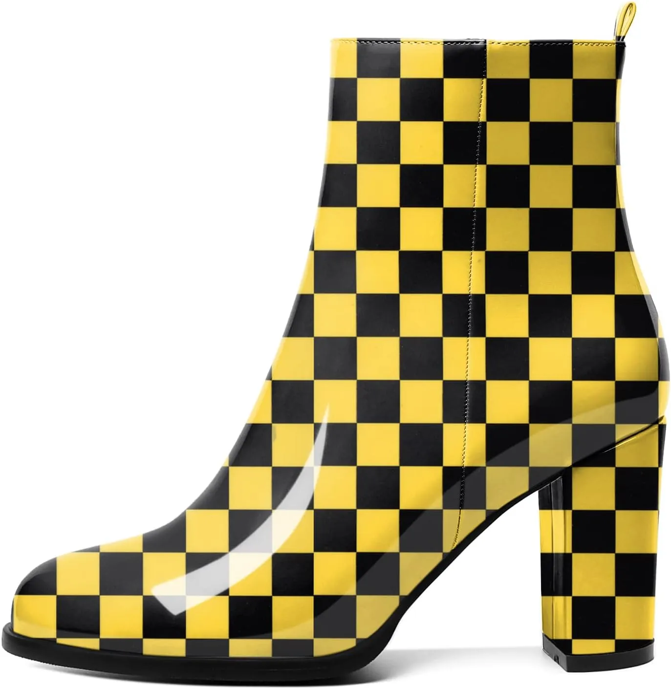 SAMMITOP Women's Chunky Block Heel Ankle Boots Mid Block Heel Ankle Booties