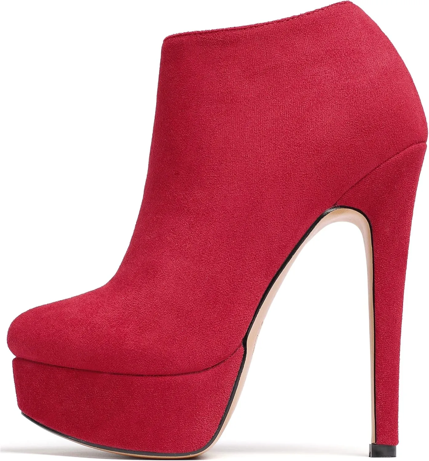 SAMMITOP Women's Round Toe High Heel Ankle Boots Side Zipper Booties Winter Shoes