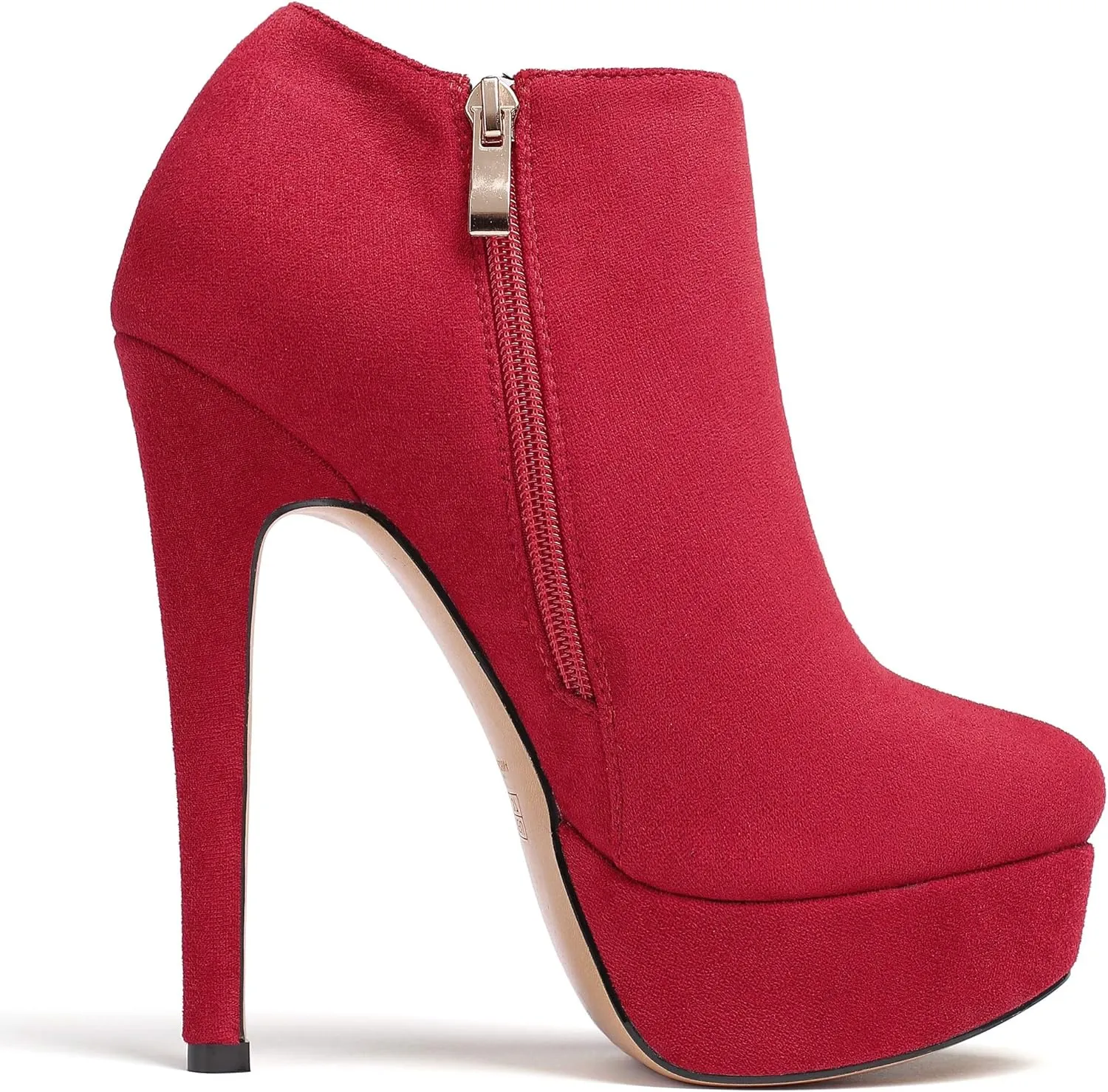 SAMMITOP Women's Round Toe High Heel Ankle Boots Side Zipper Booties Winter Shoes
