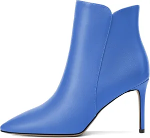SAMMITOP Women's Stiletto Heel Ankle Booties Stiletto Heel Closed Toe Heeled Booties Lace Up Boots with Sexy Side Zipper Fashion Booties Fall Winter Shoes 3.5''
