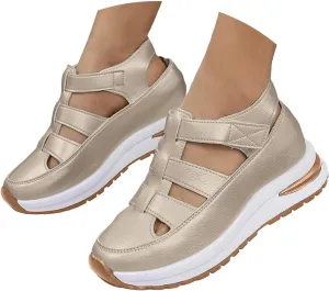 Sandals for Women 2025 Closed Toe Platform Hollow-Out Wedges Sandals Height-Boosting Thick Sole Summer Dress Shoes