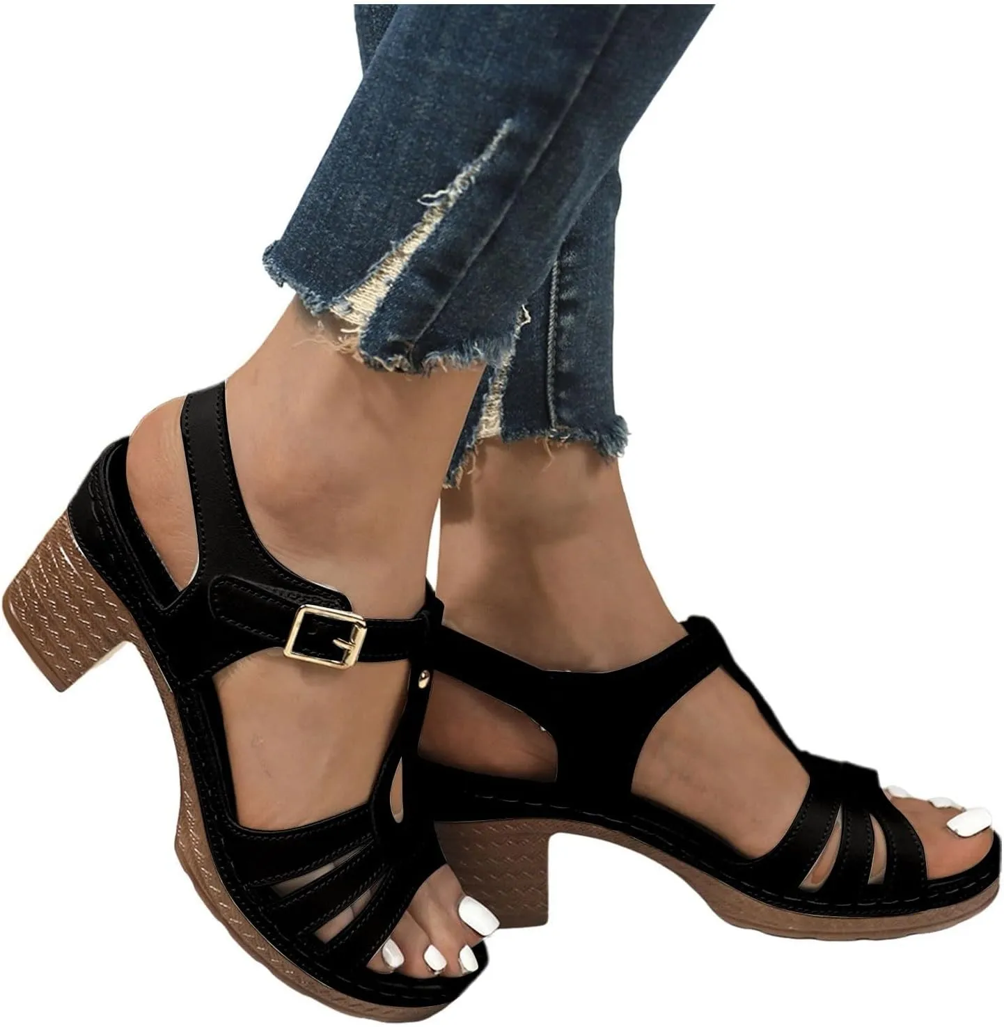 Sandals Women Wedge Shoes Comfortable Orthopedic Sandal Womens Dressy Summer Flip Flops Fashion Walking Wedges with Adjustable Ankle Strap