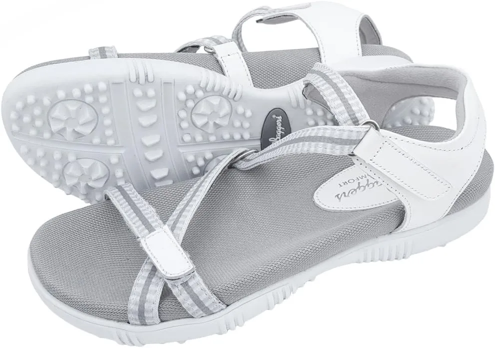 Sandbaggers Galia Women's Golf Sandals (6, White)