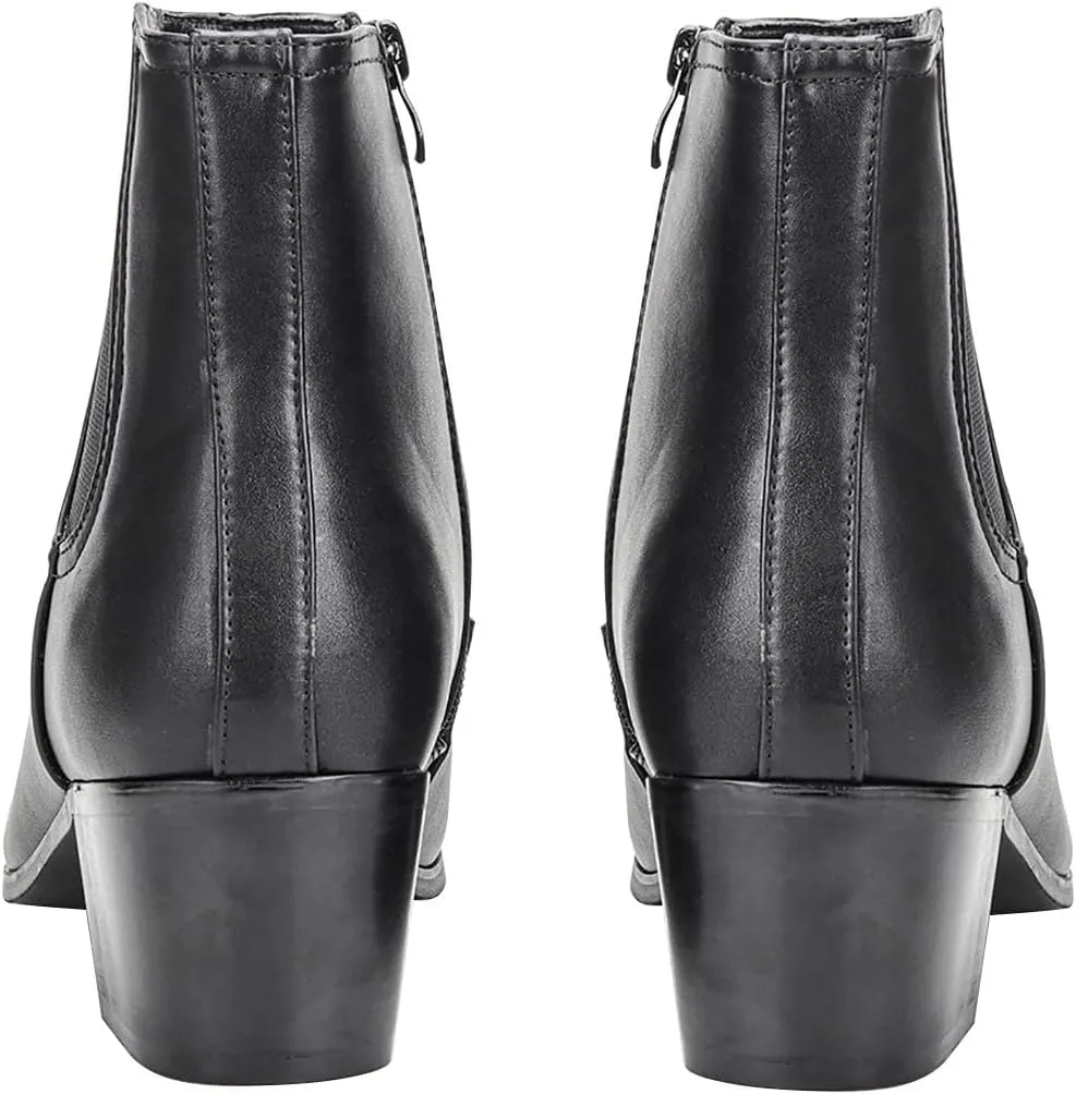Santimon Chelsea Boots Men Casual Dress Leather Motorcycle Boots Wedding Fashion Tuxedo Zipper Ankle Cowboy Boots for Men