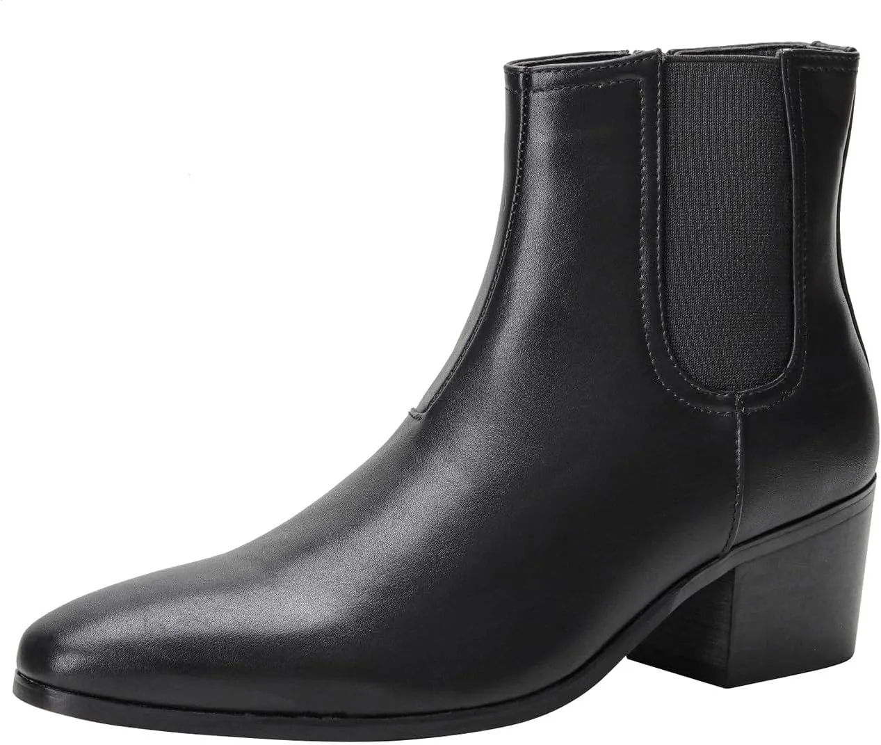 Santimon Chelsea Boots Men Casual Dress Leather Motorcycle Boots Wedding Fashion Tuxedo Zipper Ankle Cowboy Boots for Men