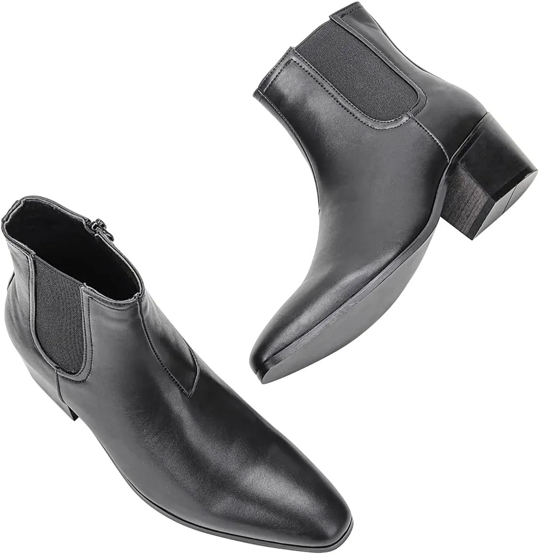Santimon Chelsea Boots Men Casual Dress Leather Motorcycle Boots Wedding Fashion Tuxedo Zipper Ankle Cowboy Boots for Men