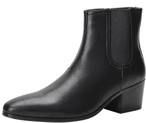 Santimon Chelsea Boots Men Casual Dress Leather Motorcycle Boots Wedding Fashion Tuxedo Zipper Ankle Cowboy Boots for Men
