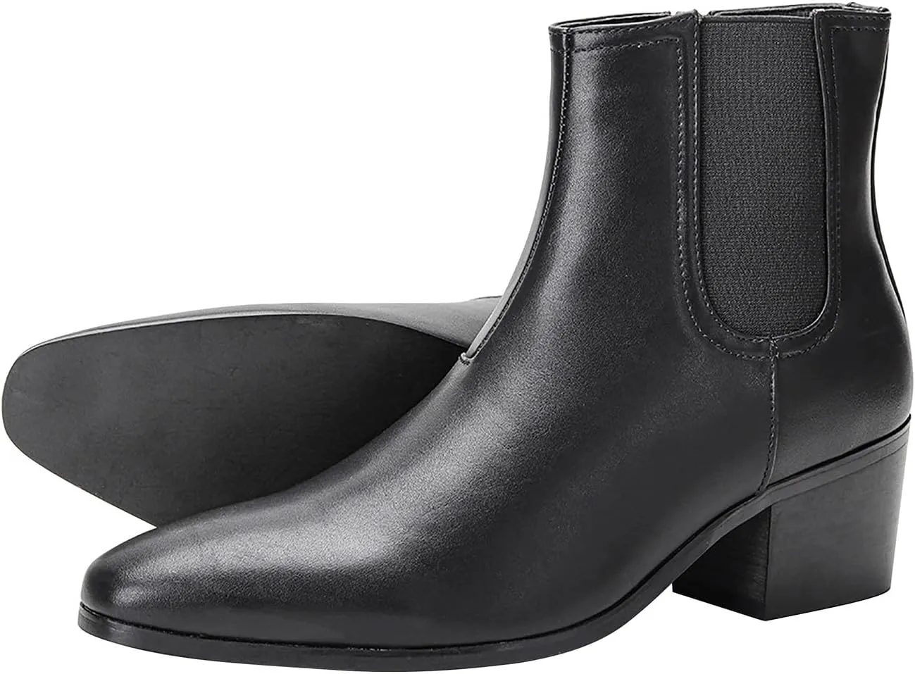 Santimon Chelsea Boots Men Casual Dress Leather Motorcycle Boots Wedding Fashion Tuxedo Zipper Ankle Cowboy Boots for Men