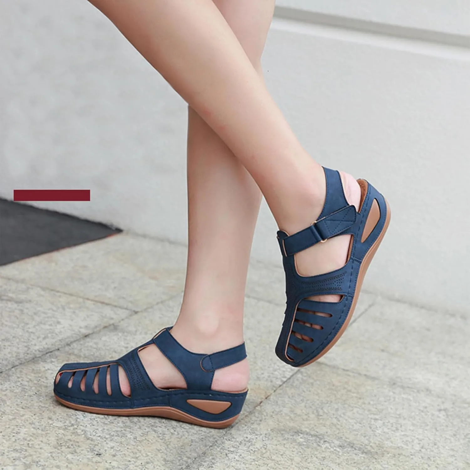 Semshedy Women's Close Toe Sandals, Comfortable Beach Athletic Sandals Casual Orthotic Shoes, Lightweight Ankle Strap Wedges Shoes