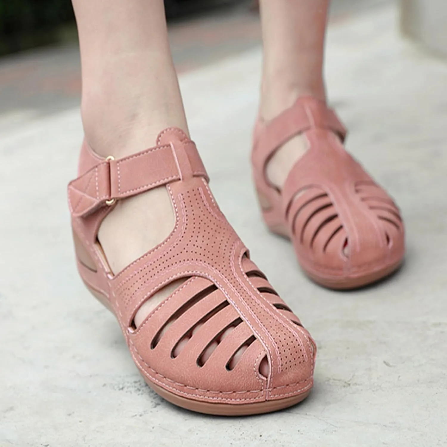 Semshedy Women's Close Toe Sandals, Comfortable Beach Athletic Sandals Casual Orthotic Shoes, Lightweight Ankle Strap Wedges Shoes