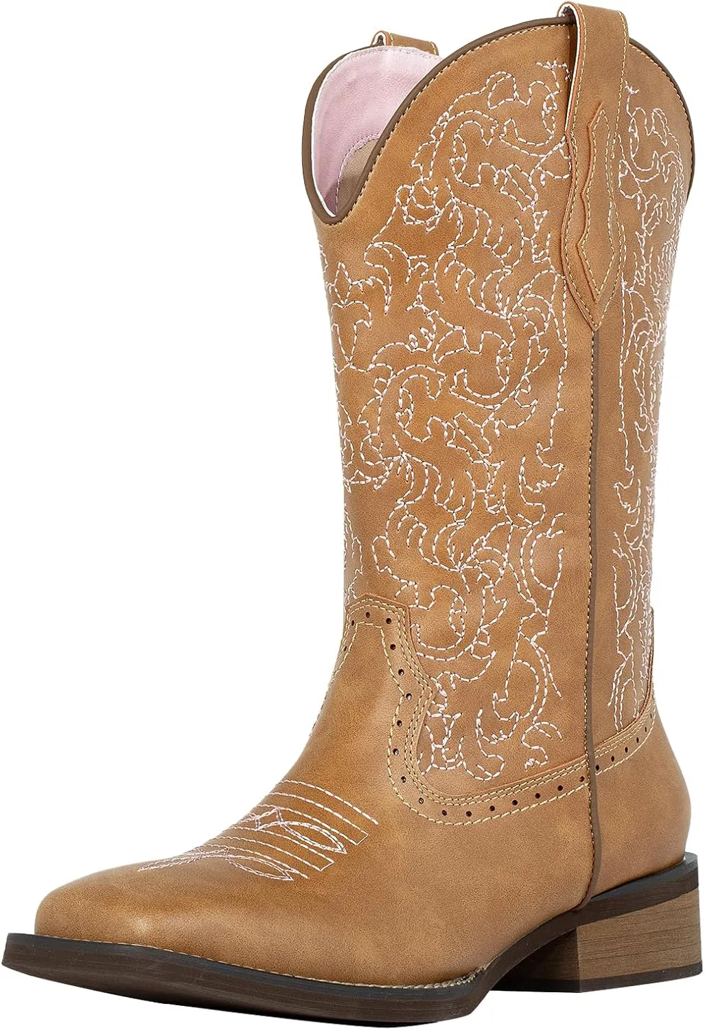 SheSole Cowboy Boots For Women Wide Square Toe Mid Calf Ladies Western Cowgirl Boots