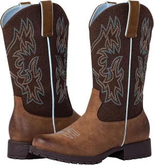 SheSole Ladies Western Cowboy Boots for Women Slip Resistant Cowgirl Work Boots Wide Calf Round Toe