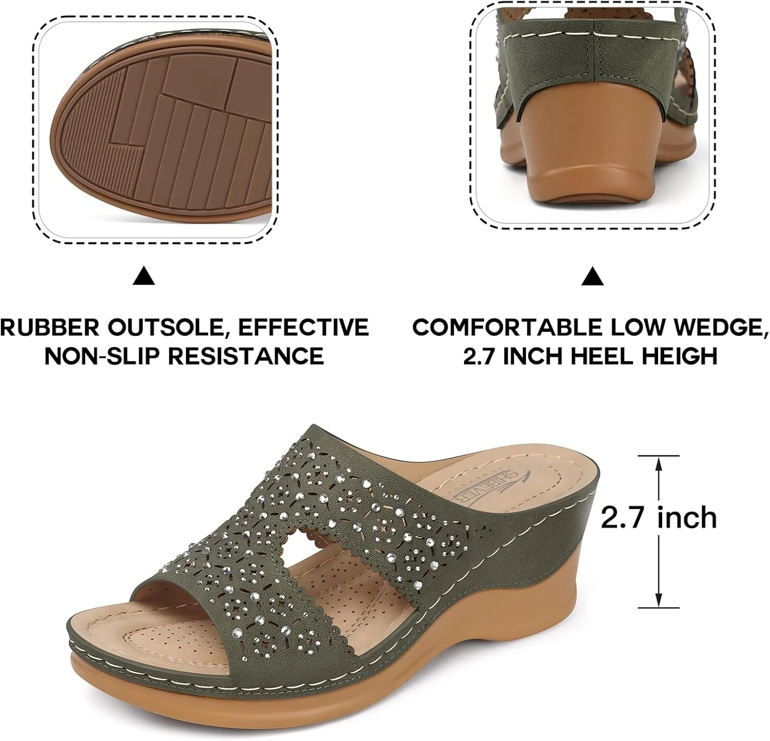 SHIBEVER Wedge Sandals for Women Dressy: Summer Slip On Womens - Slide Comfortable Walking Platform Sandals