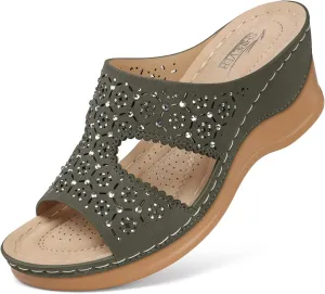 SHIBEVER Wedge Sandals for Women Dressy: Summer Slip On Womens - Slide Comfortable Walking Platform Sandals