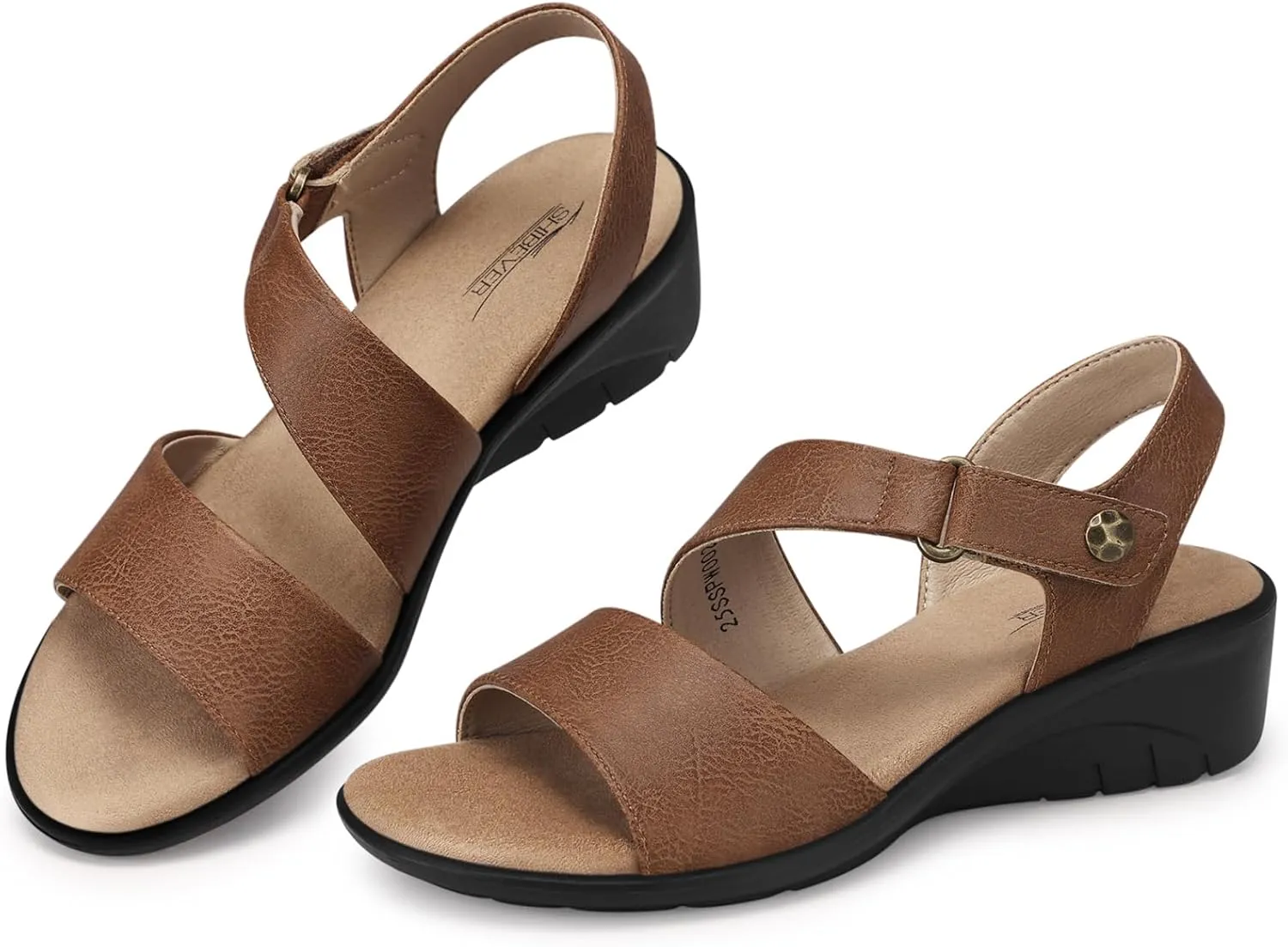 SHIBEVER Women's Low Wedge Heel Sandals Dressy Summer Ankle Strap Sandals Open Toe Comfortable Causal Platform Shoes