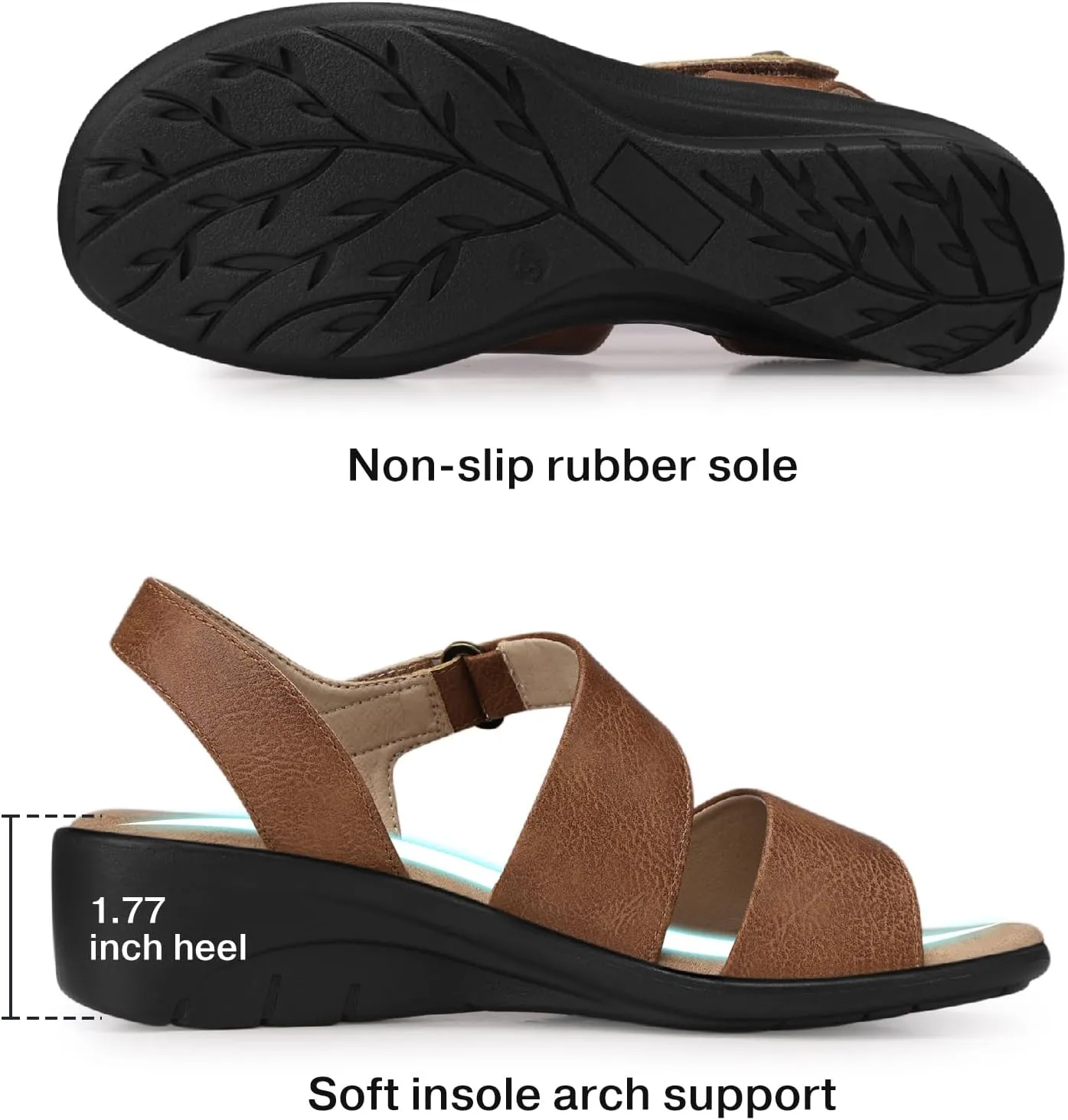 SHIBEVER Women's Low Wedge Heel Sandals Dressy Summer Ankle Strap Sandals Open Toe Comfortable Causal Platform Shoes