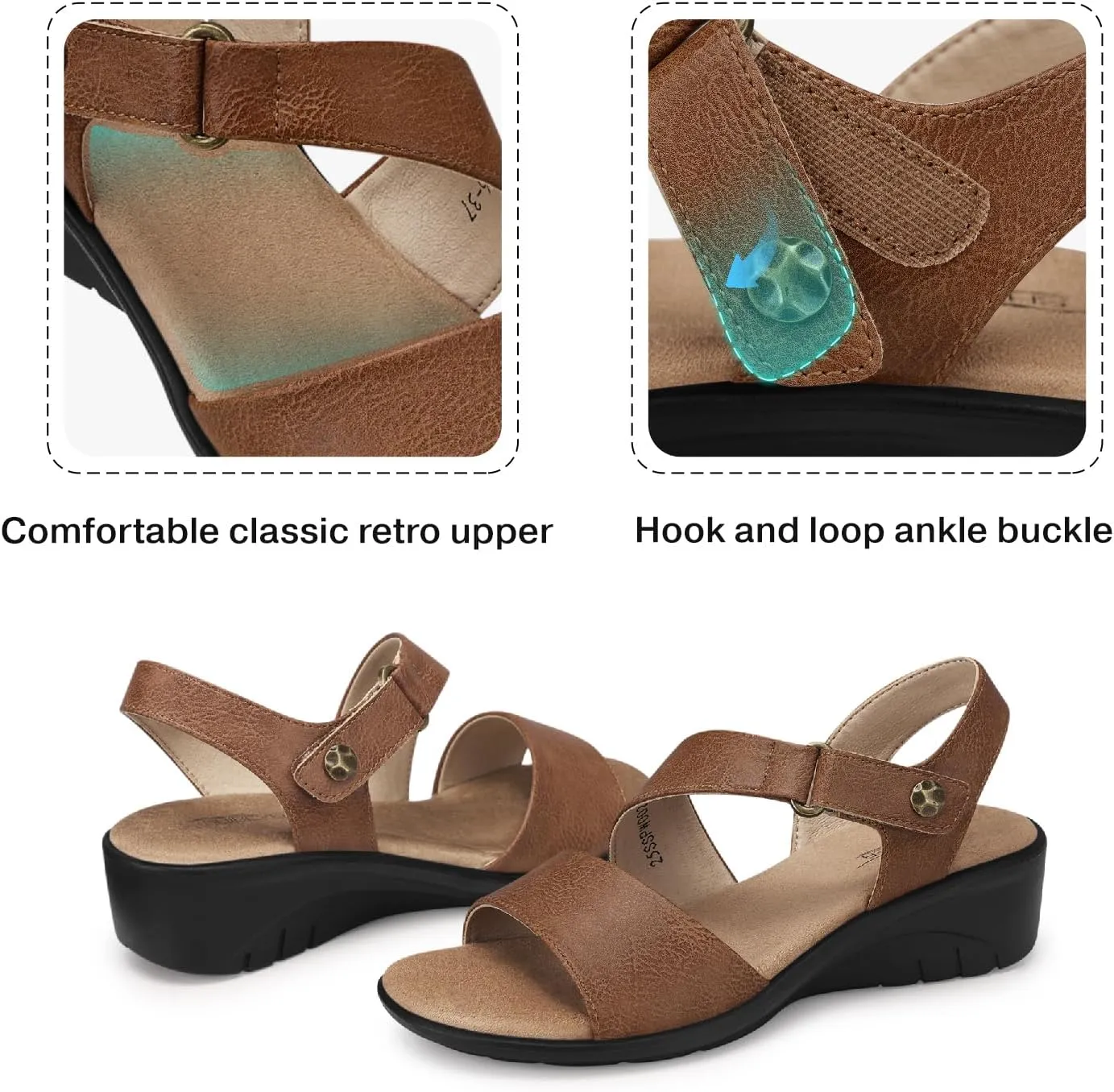 SHIBEVER Women's Low Wedge Heel Sandals Dressy Summer Ankle Strap Sandals Open Toe Comfortable Causal Platform Shoes