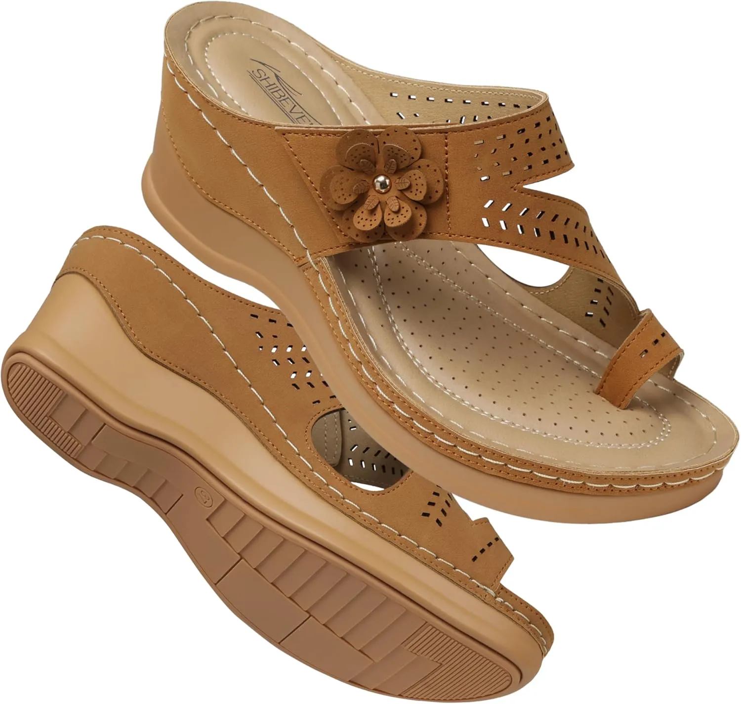 SHIBEVER Women's Wedge Sandals Platform: Comfortable Dressy Arch Support - Summer Open Toe Women Sandals