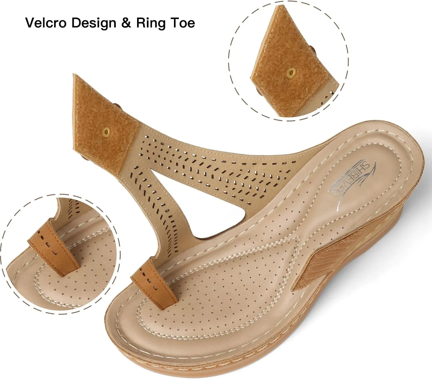 SHIBEVER Women's Wedge Sandals Platform: Comfortable Dressy Arch Support - Summer Open Toe Women Sandals