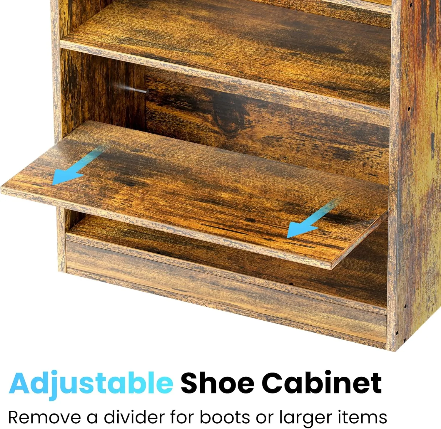 Shoe Cabinet, 8 Tiers Large Wooden Shoe Organizer Cabinet, Vertical Tall Shoe Storage Cabinet Entryway, Open Farmhouse Shoe Cabinet for Closet, Bedroom, Brown