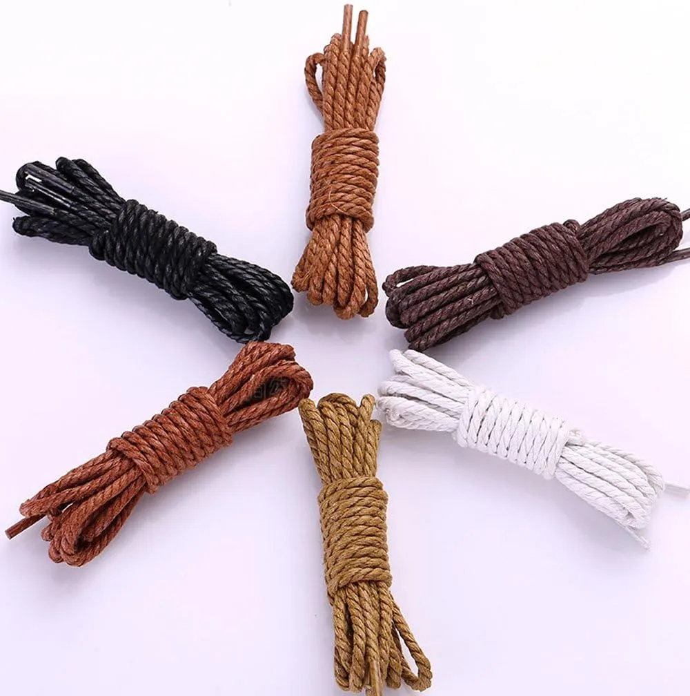 Shoelaces Dress Shoes For Boots Waxed Round Present Wrapping DIY Gift Rope Twine 2 Pair