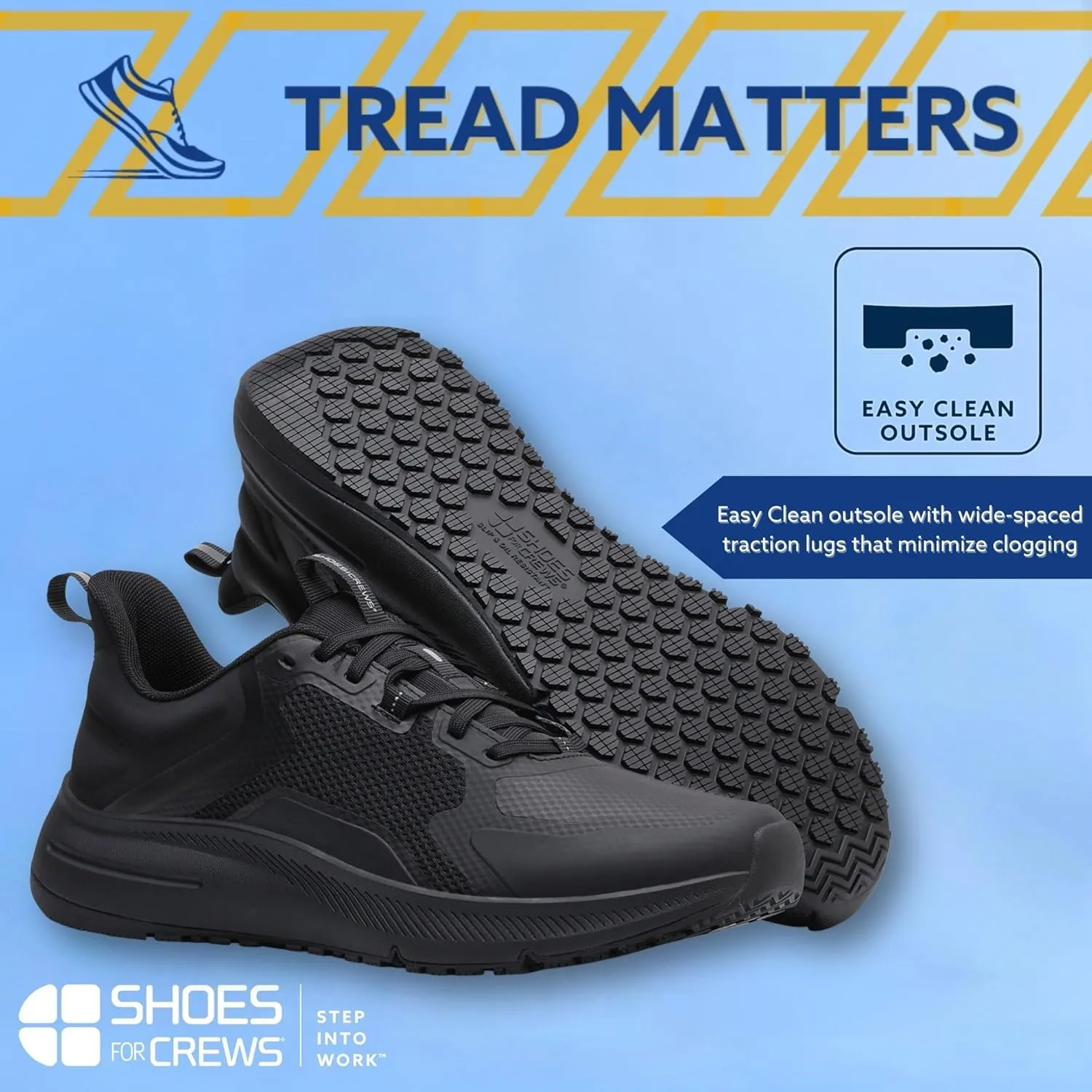 Shoes for Crews Crossing, Women's Slip Resistant Work Shoes, Healthcare and Food Service Sneakers, Water Resistant, Black or White