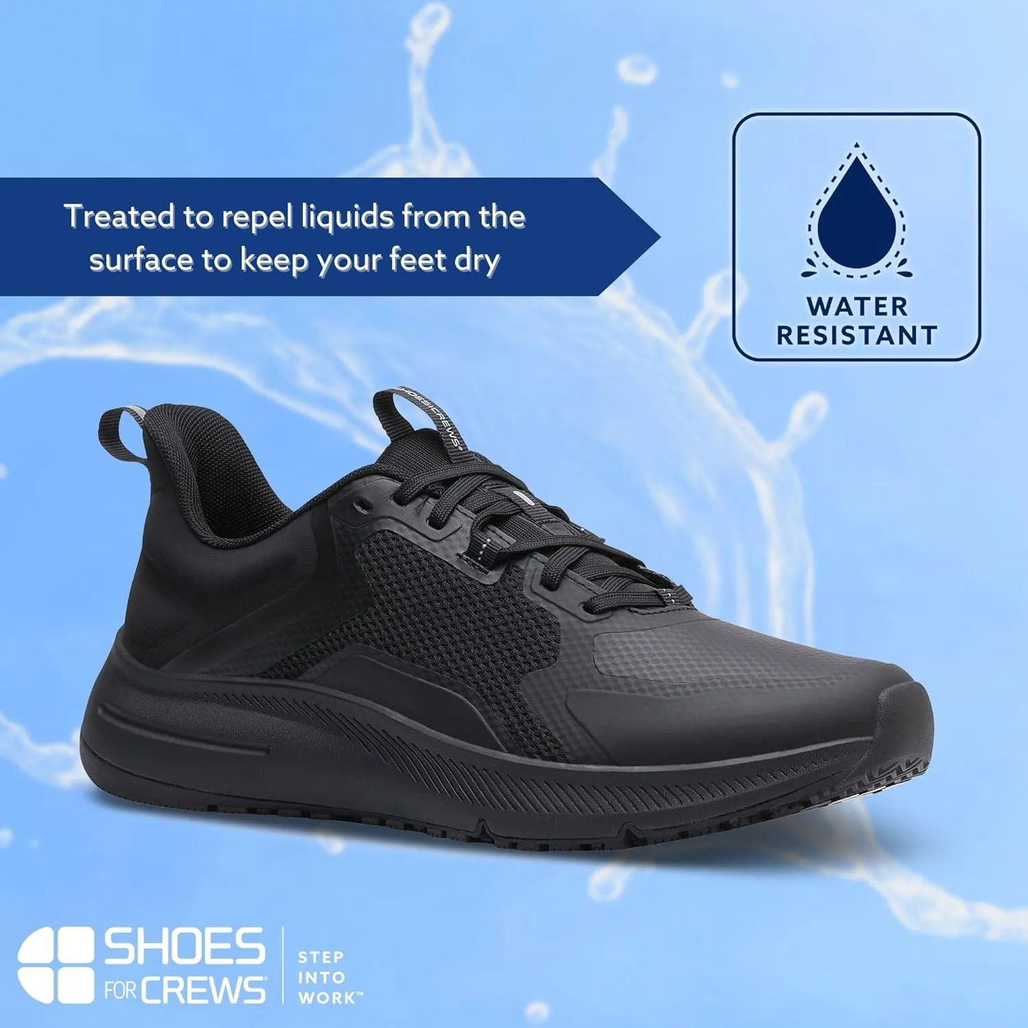 Shoes for Crews Crossing, Women's Slip Resistant Work Shoes, Healthcare and Food Service Sneakers, Water Resistant, Black or White