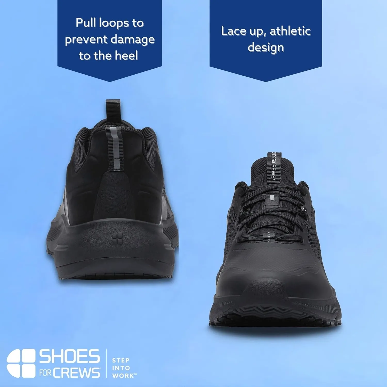 Shoes for Crews Crossing, Women's Slip Resistant Work Shoes, Healthcare and Food Service Sneakers, Water Resistant, Black or White