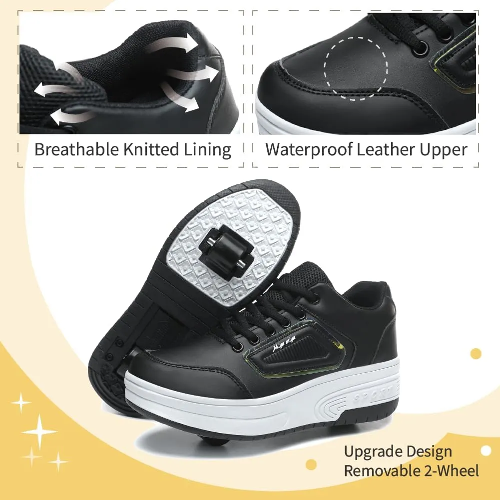 Shoes with Wheel for Kids - Roller Skate Retractable Wheels Fashion Sneakers Wheeled for Christmas Halloween Beginners
