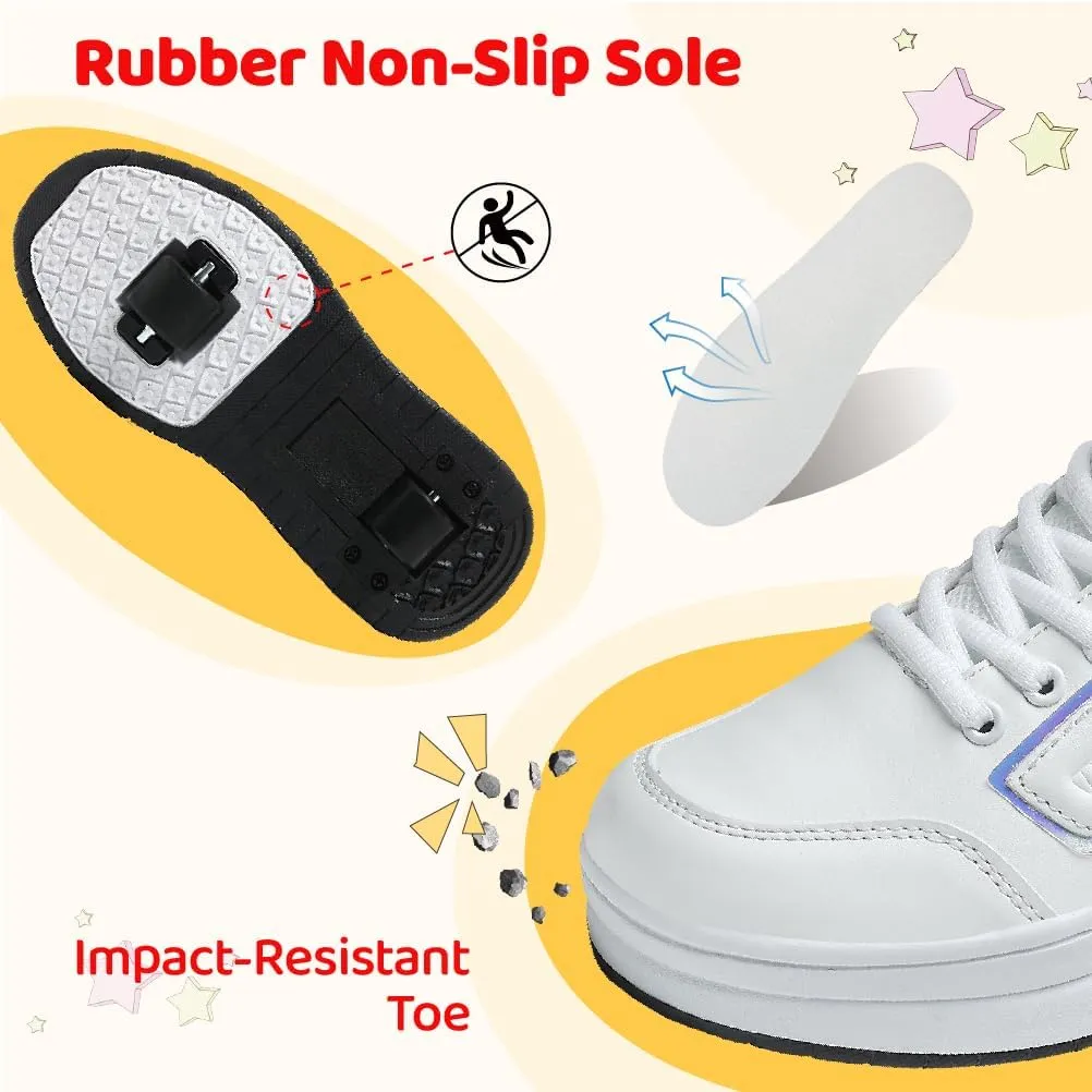 Shoes with Wheel for Kids - Roller Skate Retractable Wheels Fashion Sneakers Wheeled for Christmas Halloween Beginners