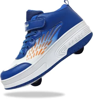 Shoes with Wheel for Kids - Roller Skate Retractable Wheels Fashion Sneakers Wheeled for Christmas Halloween Beginners