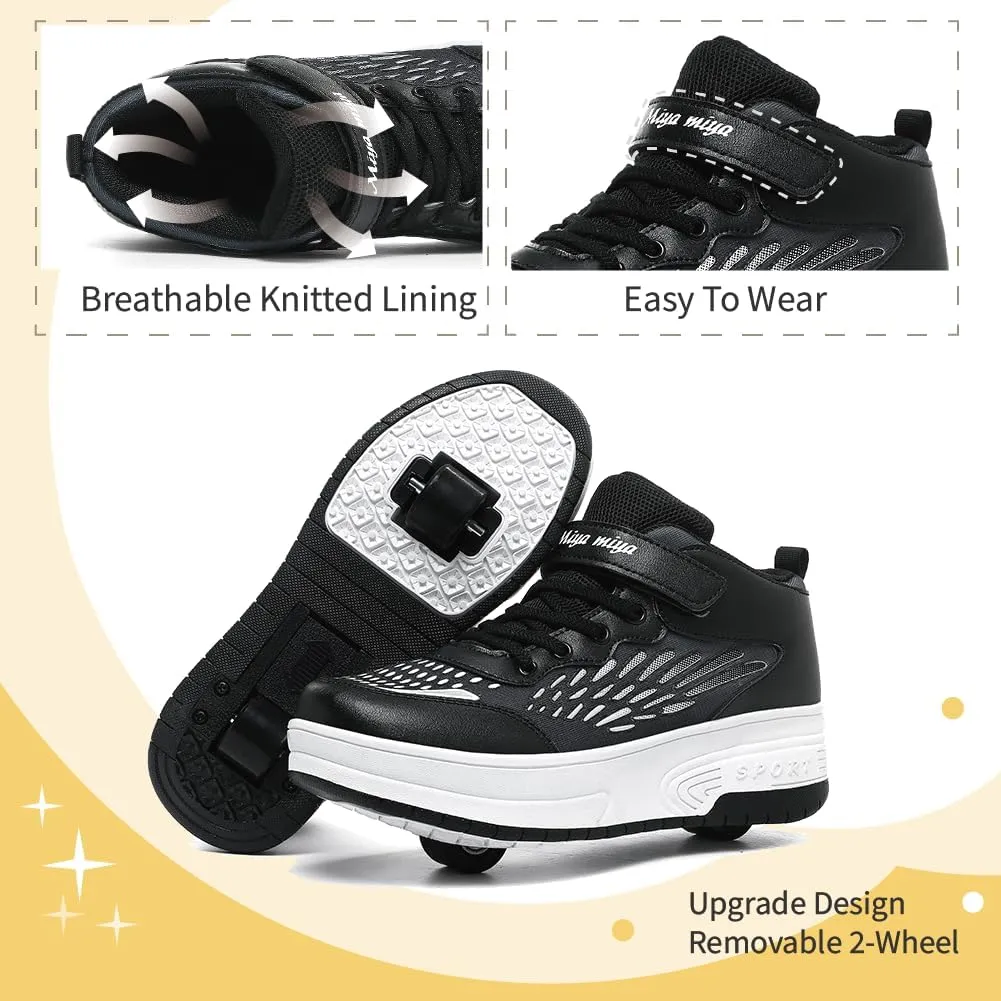 Shoes with Wheel for Kids - Roller Skate Retractable Wheels Fashion Sneakers Wheeled for Christmas Halloween Beginners